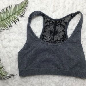 VS PINK Grey Lace T-Back Cotton Sport Bra